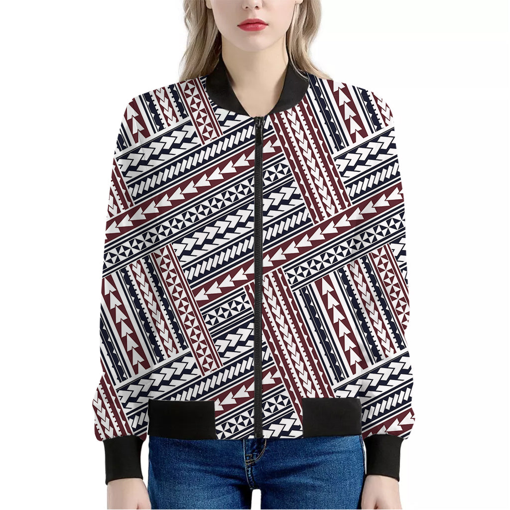 Maori Tribal Pattern Print Women's Bomber Jacket