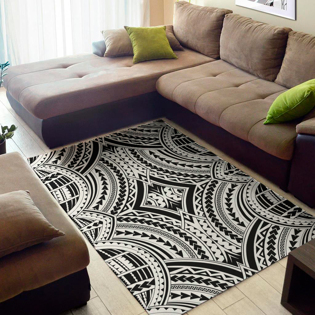 Maori Tribal Polynesian Tattoo Print Area Rug