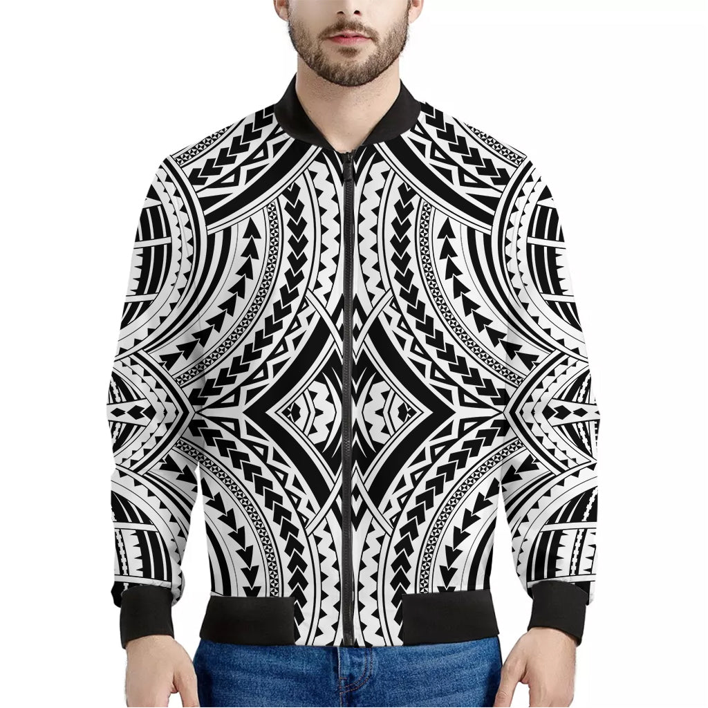 Maori Tribal Polynesian Tattoo Print Men's Bomber Jacket