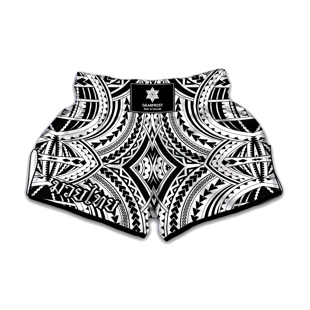 Maori Tribal Polynesian Tattoo Print Muay Thai Boxing Shorts