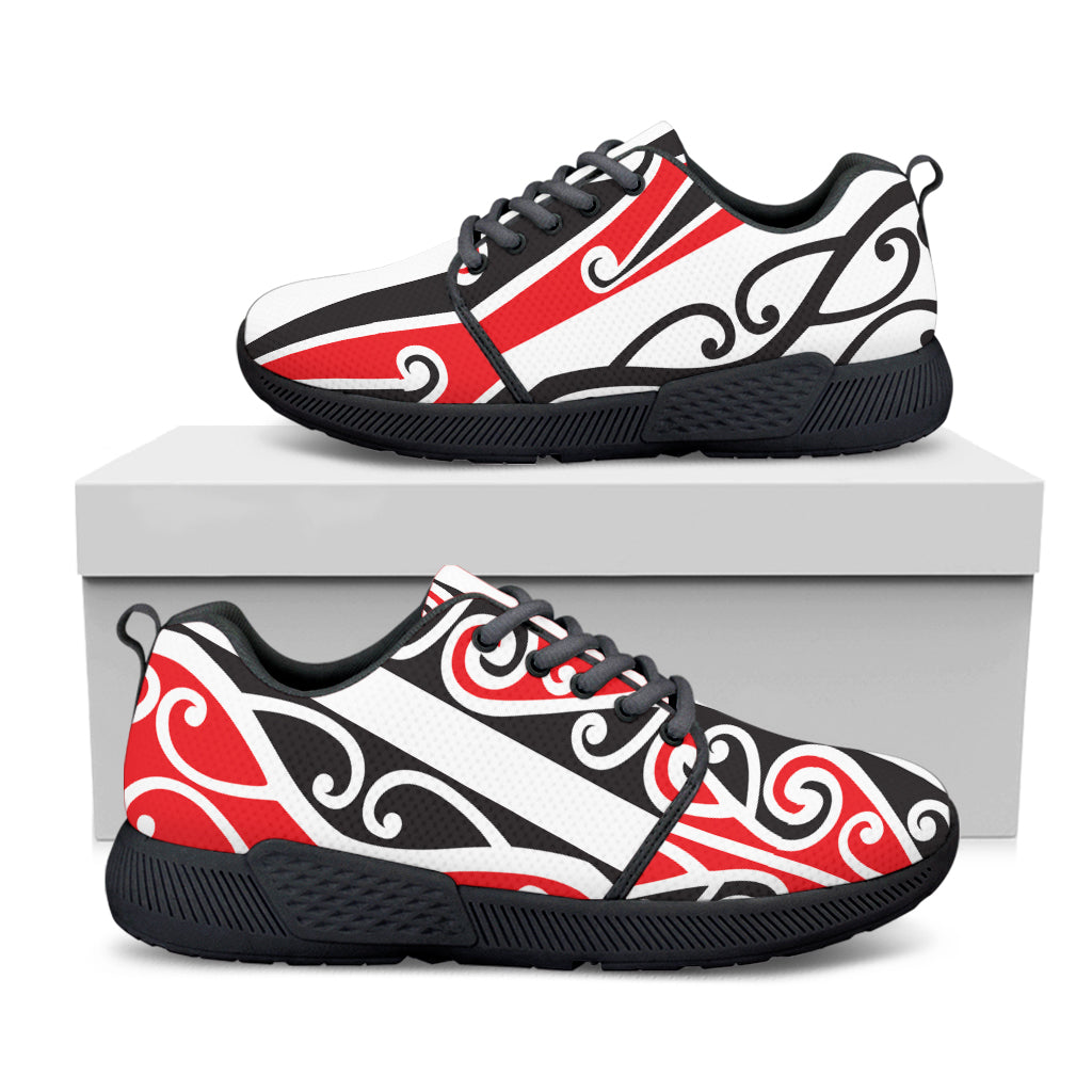 Maori Tribal Print Black Athletic Shoes