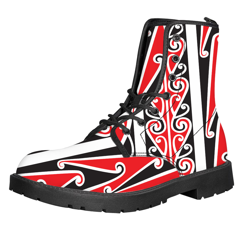 Maori Tribal Print Leather Boots