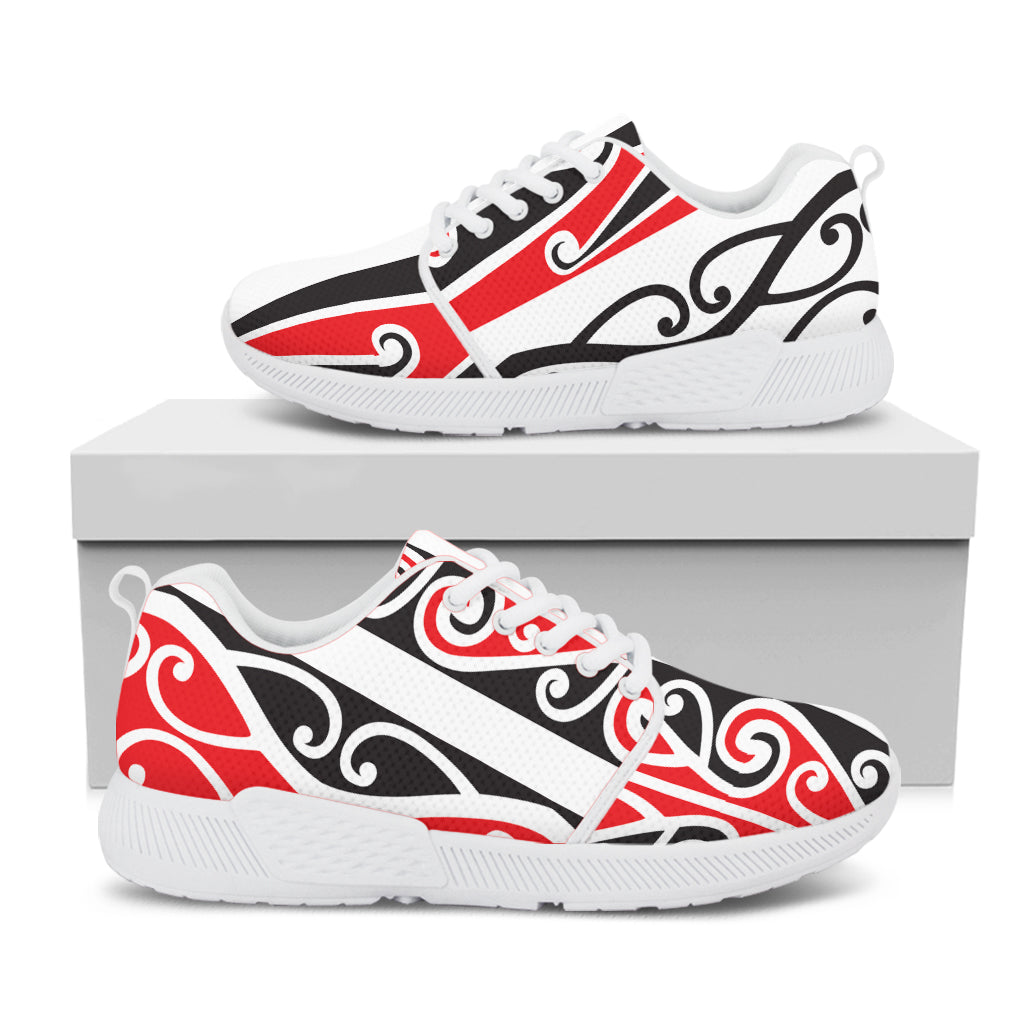 Maori Tribal Print White Athletic Shoes