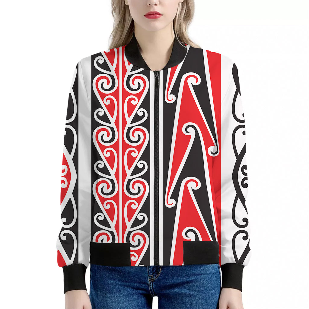 Maori Tribal Print Women's Bomber Jacket