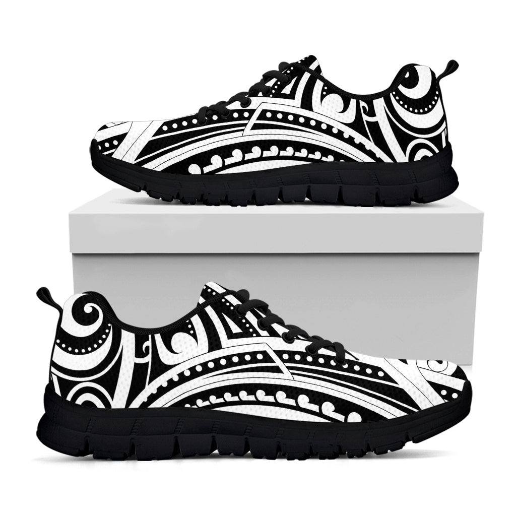 Maori Tribal Tattoo Pattern Print Black Sneakers