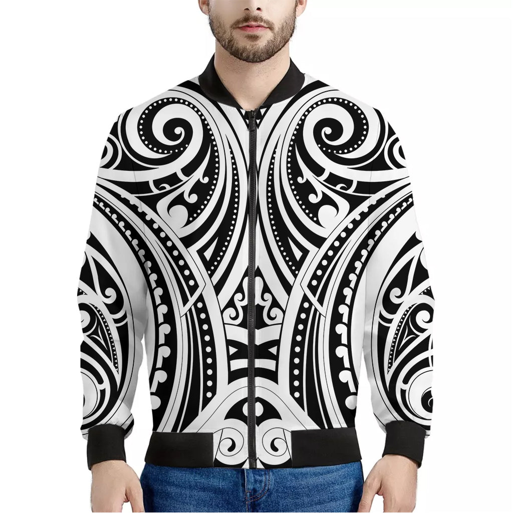 Maori Tribal Tattoo Pattern Print Men's Bomber Jacket