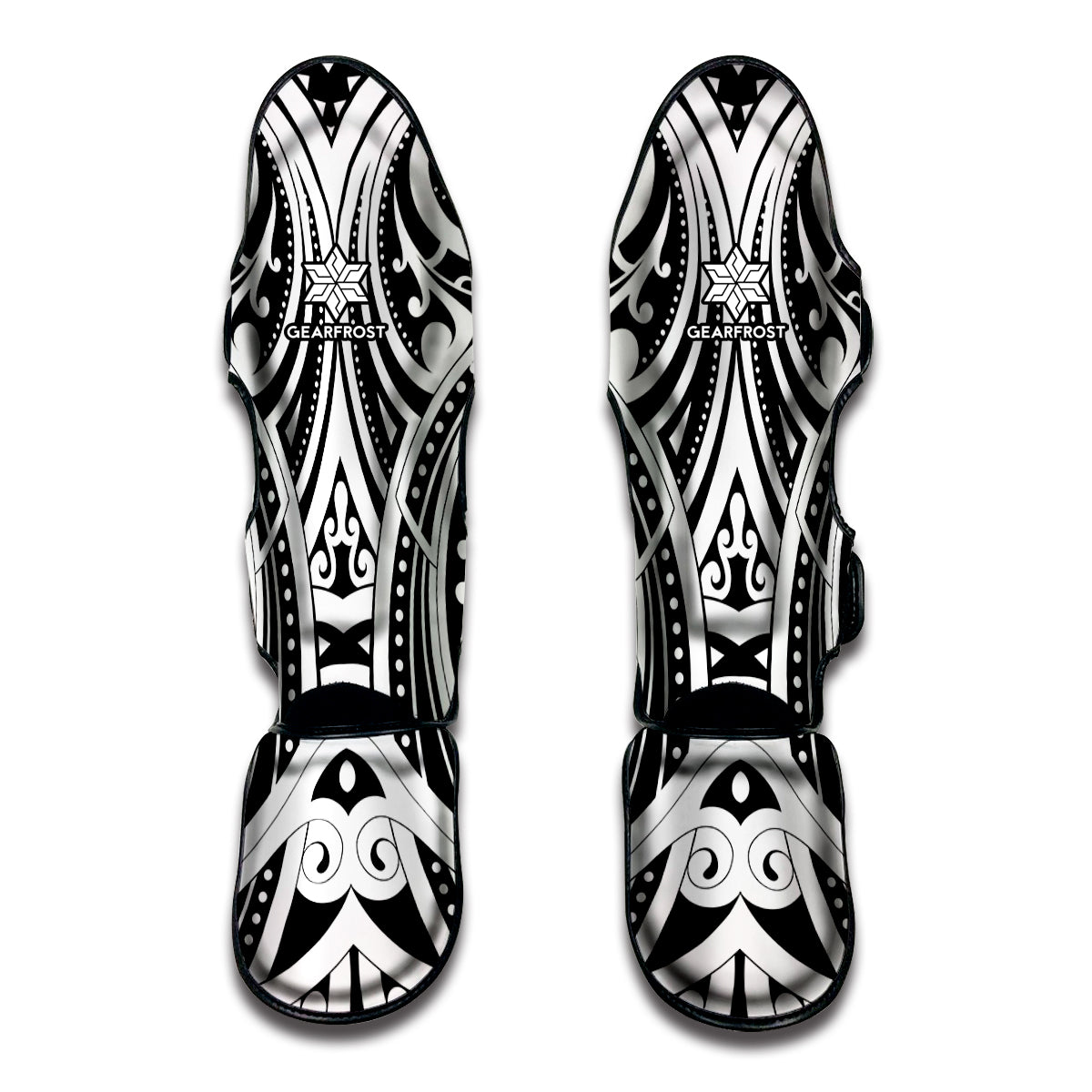 Maori Tribal Tattoo Pattern Print Muay Thai Shin Guards