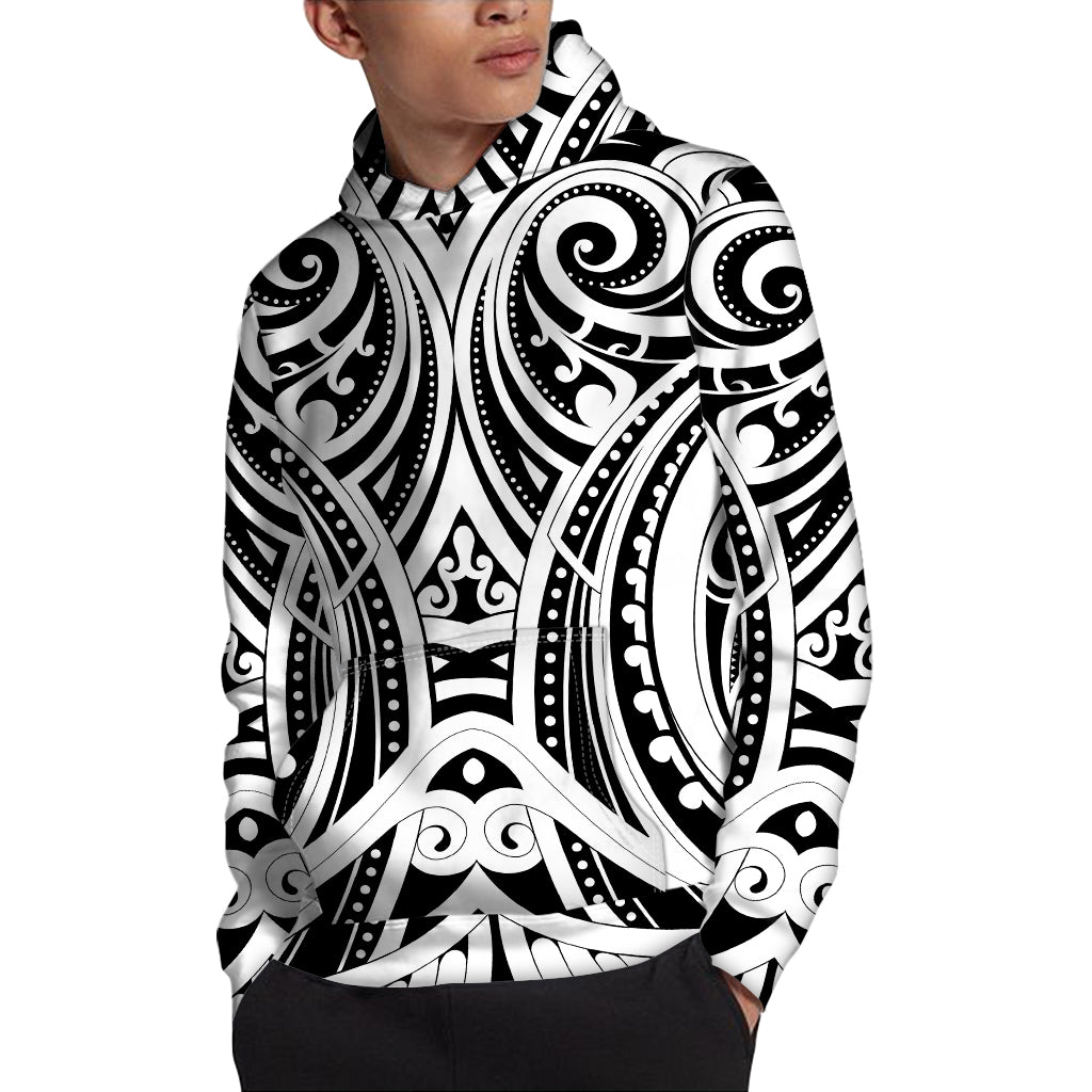 Maori Tribal Tattoo Pattern Print Pullover Hoodie