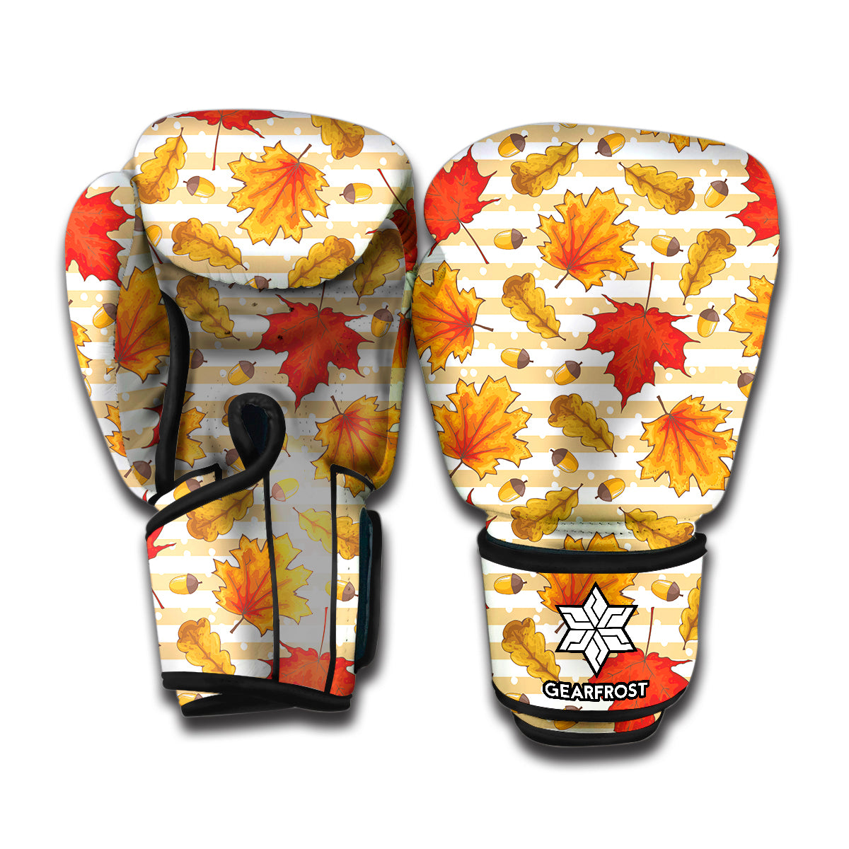 Maple And Oak Pattern Print Boxing Gloves