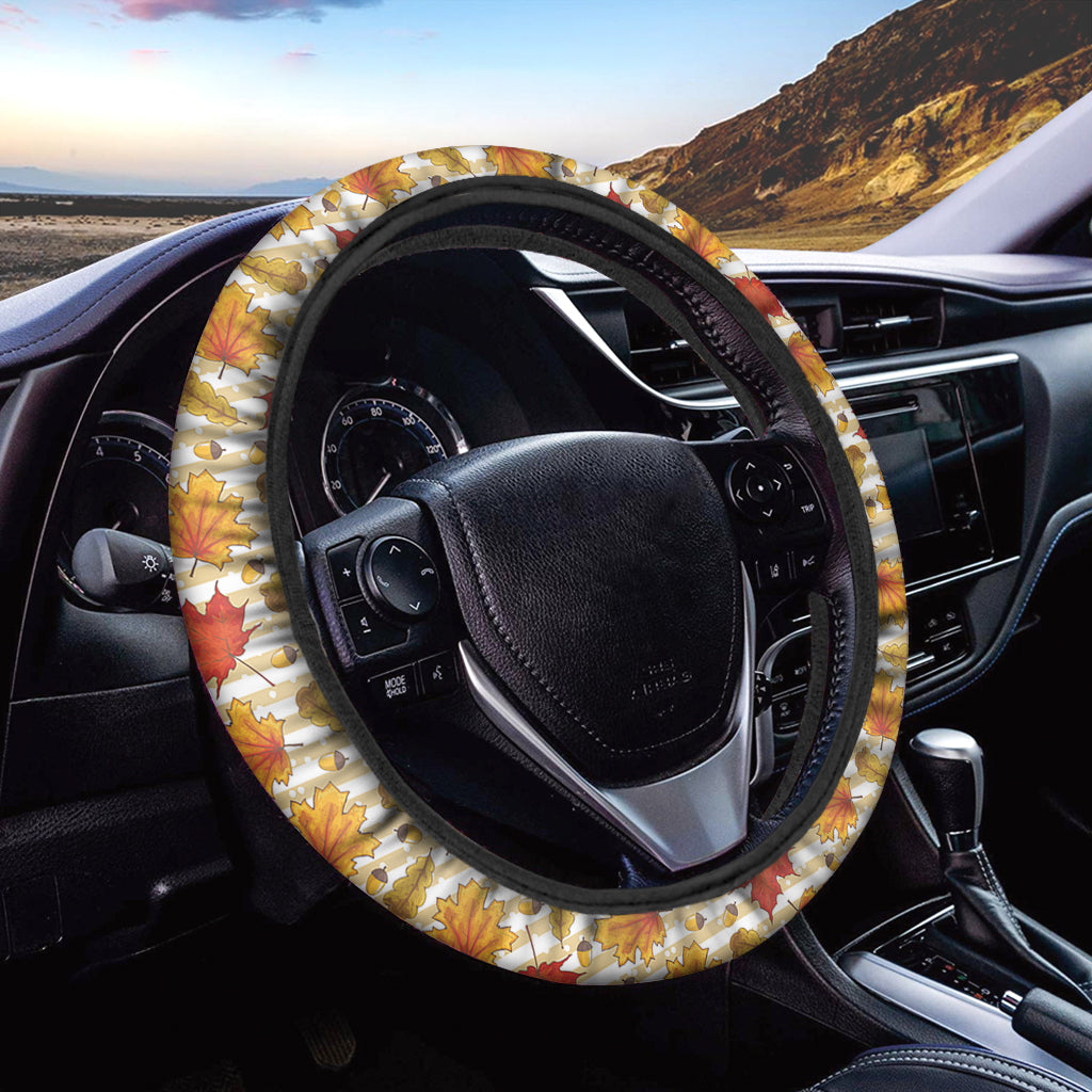 Maple And Oak Pattern Print Car Steering Wheel Cover