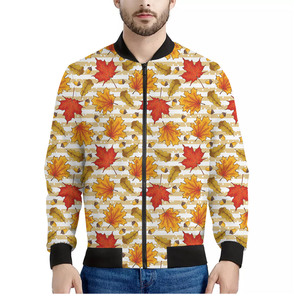 Maple And Oak Pattern Print Men's Bomber Jacket