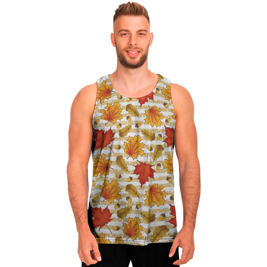 Maple And Oak Pattern Print Men's Tank Top