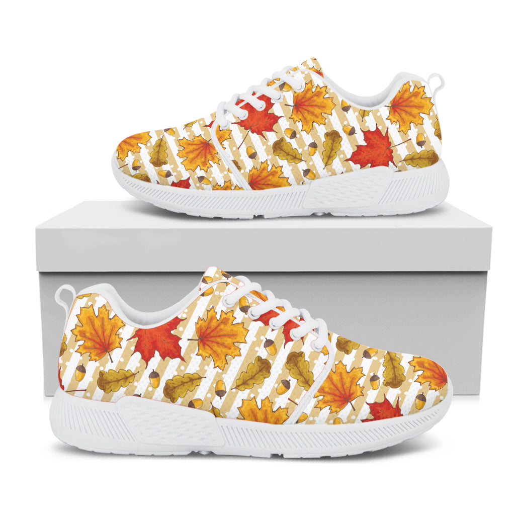 Maple And Oak Pattern Print White Athletic Shoes