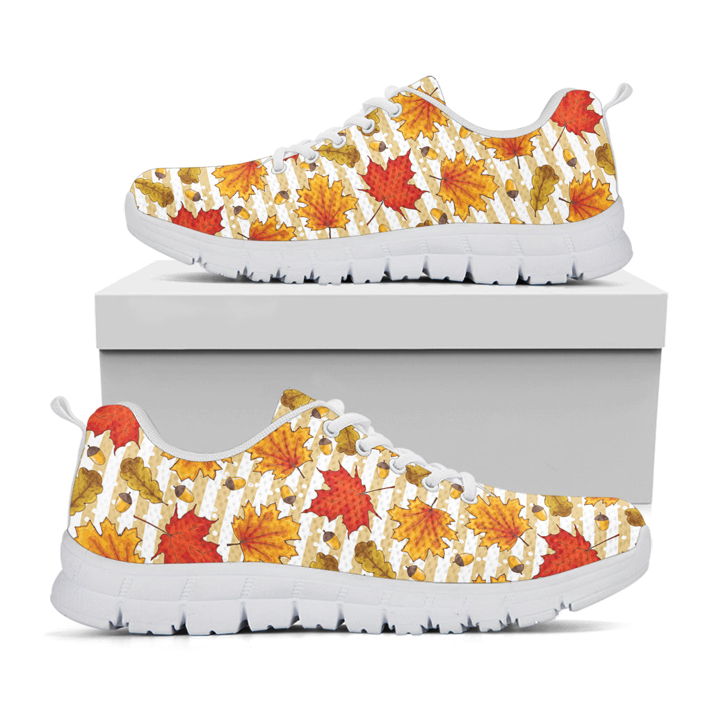 Maple And Oak Pattern Print White Sneakers