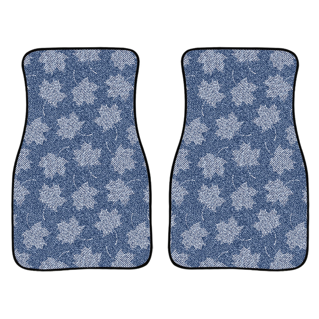 Maple Leaf Denim Jeans Pattern Print Front Car Floor Mats