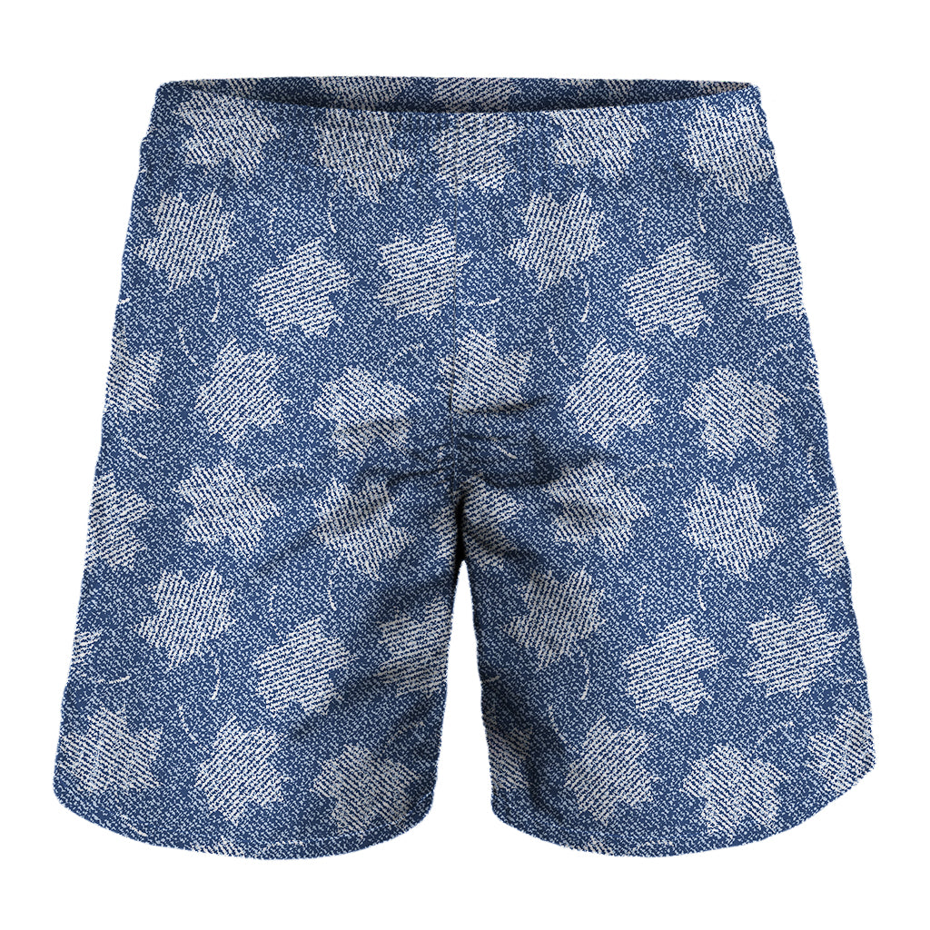 Maple Leaf Denim Jeans Pattern Print Men's Shorts