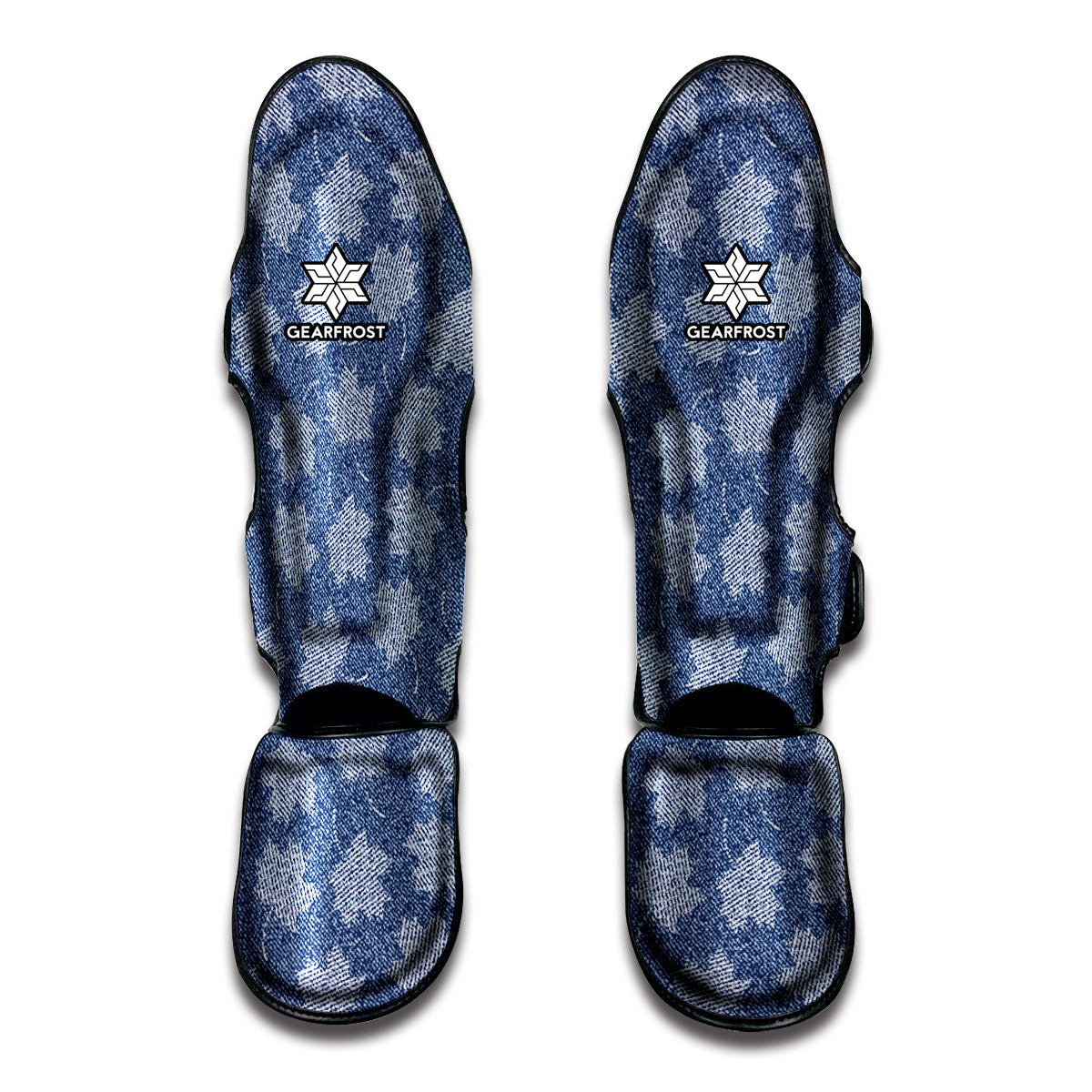 Maple Leaf Denim Jeans Pattern Print Muay Thai Shin Guards