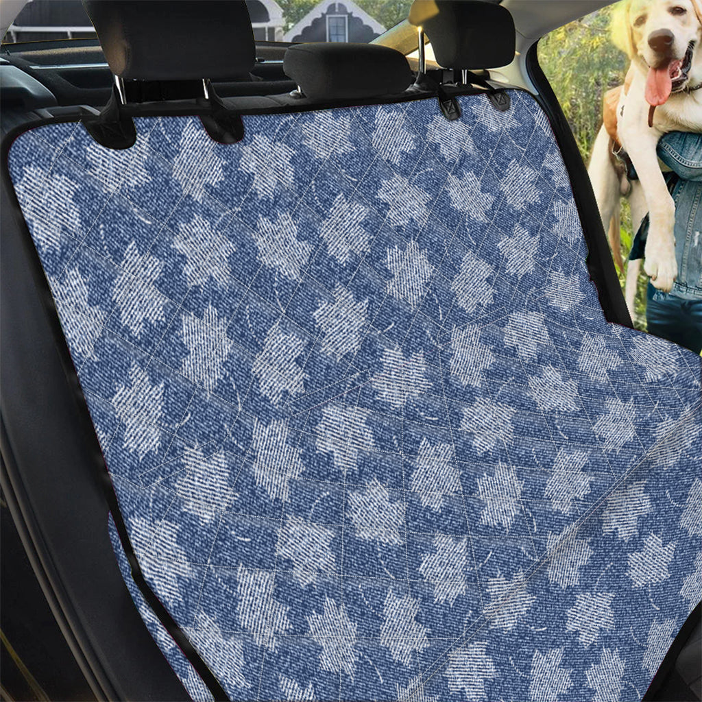 Maple Leaf Denim Jeans Pattern Print Pet Car Back Seat Cover