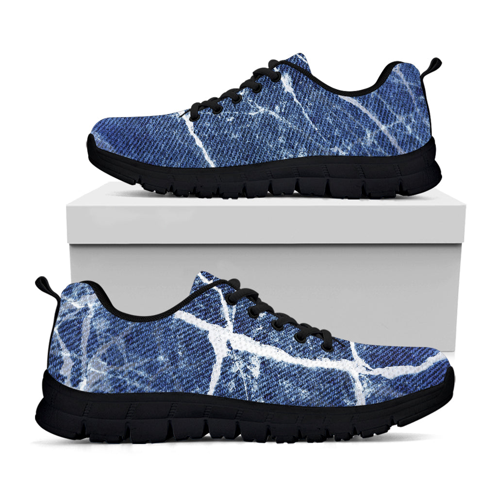 Marble Denim Jeans Pattern Print Black Sneakers