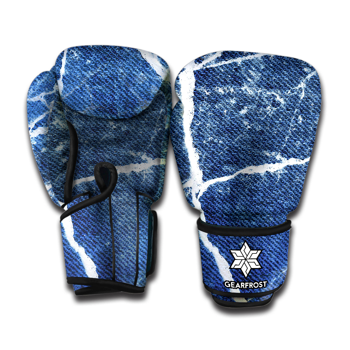 Marble Denim Jeans Pattern Print Boxing Gloves