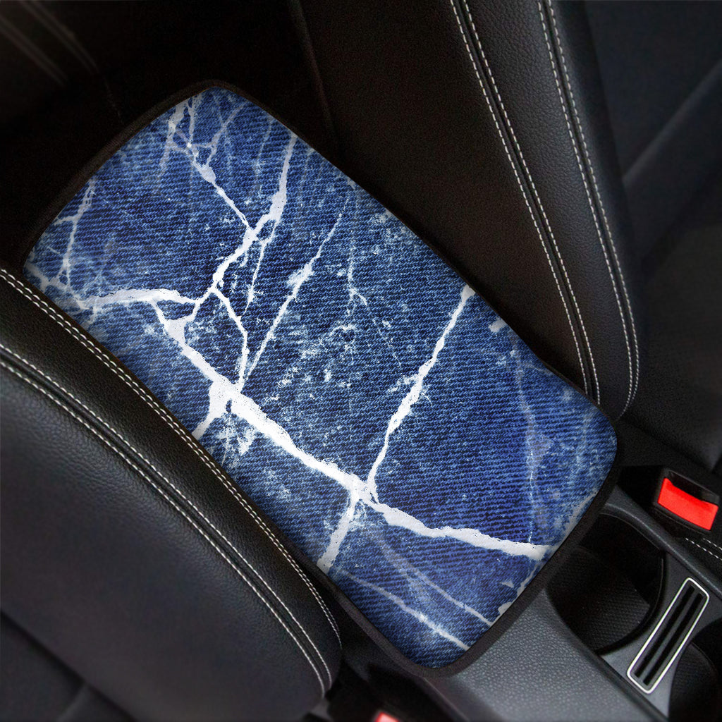 Marble Denim Jeans Pattern Print Car Center Console Cover