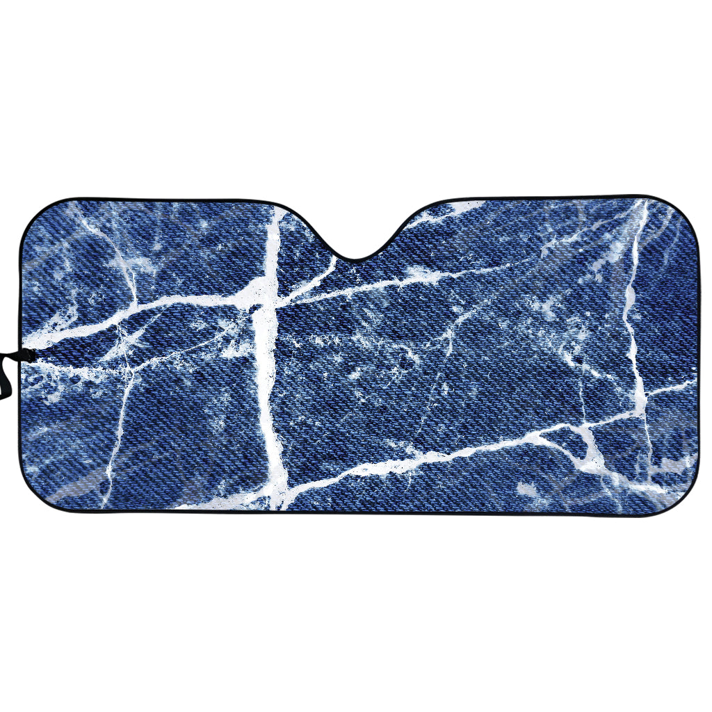 Marble Denim Jeans Pattern Print Car Sun Shade