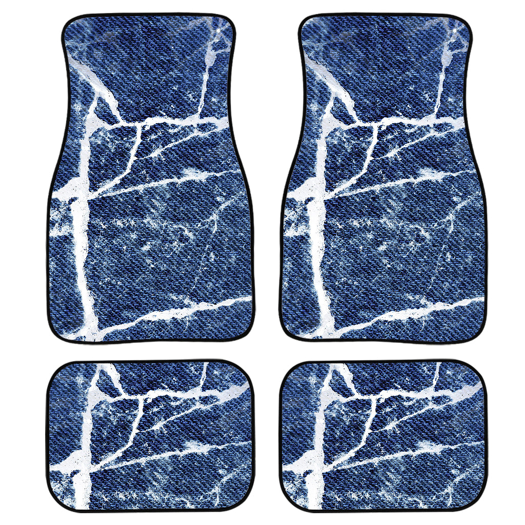 Marble Denim Jeans Pattern Print Front and Back Car Floor Mats