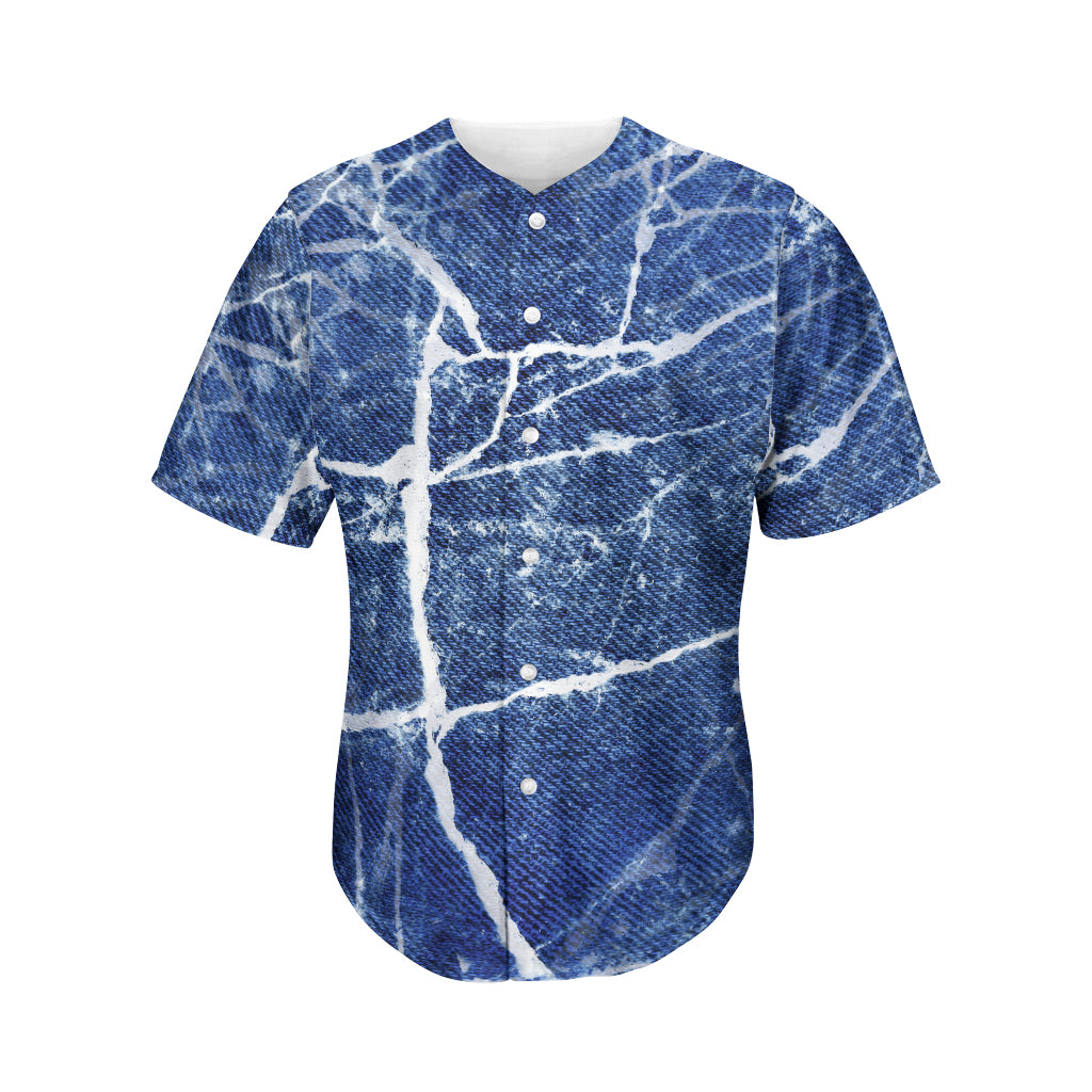 Marble Denim Jeans Pattern Print Men's Baseball Jersey