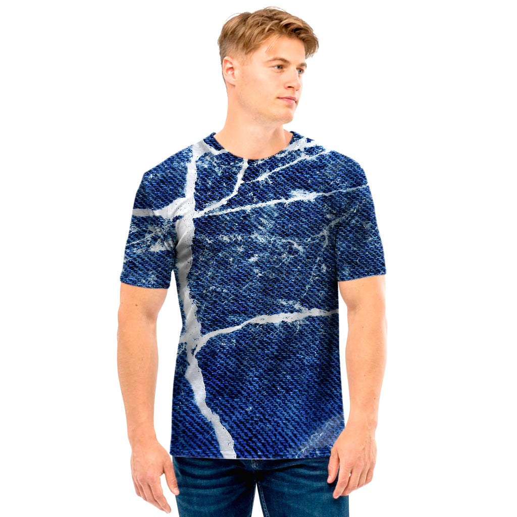 Marble Denim Jeans Pattern Print Men's T-Shirt