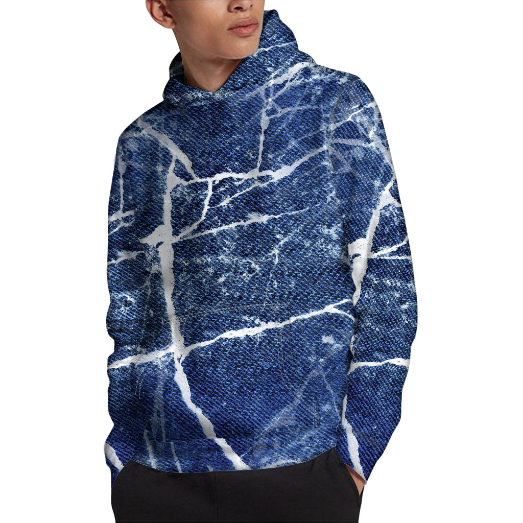 Marble Denim Jeans Pattern Print Pullover Hoodie