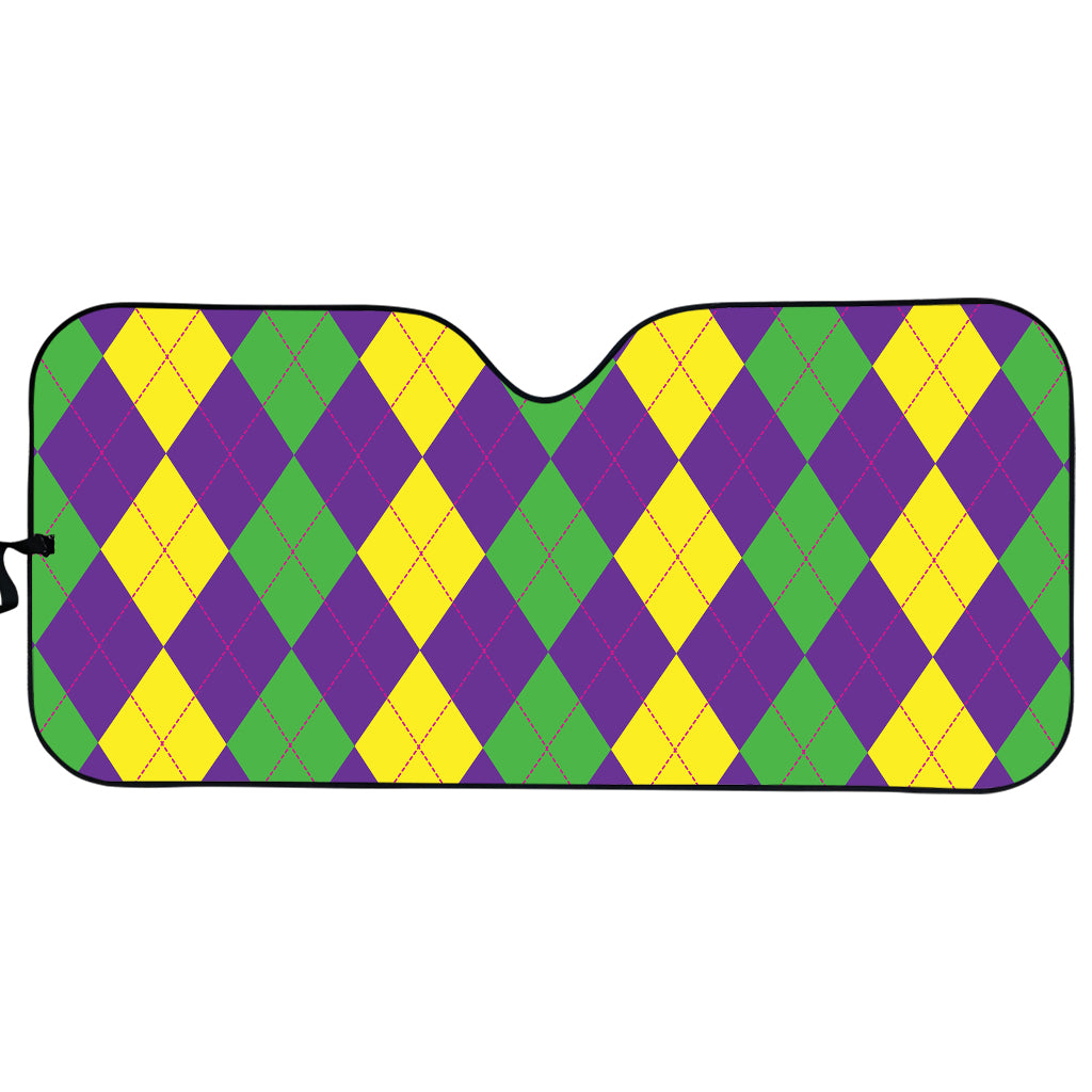 Mardi Gras Argyle Pattern Print Car Sun Shade