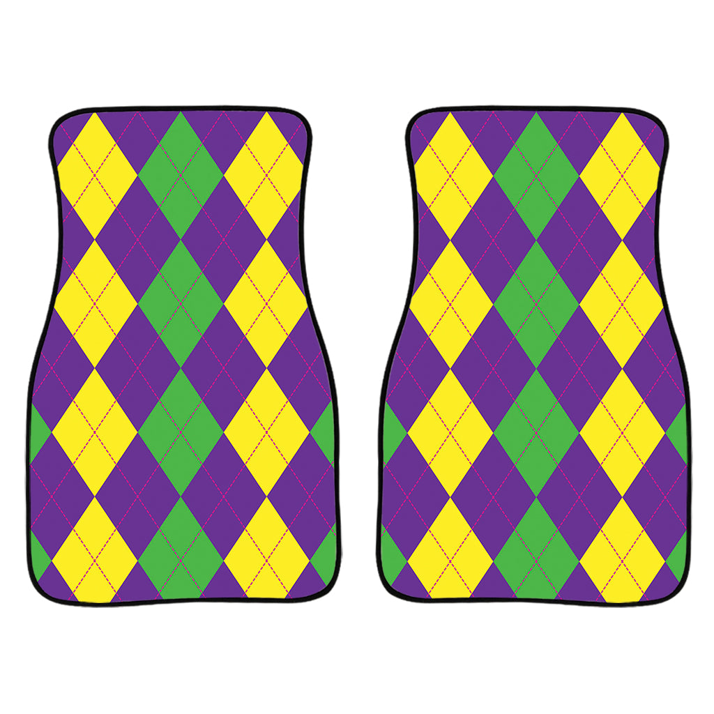 Mardi Gras Argyle Pattern Print Front Car Floor Mats