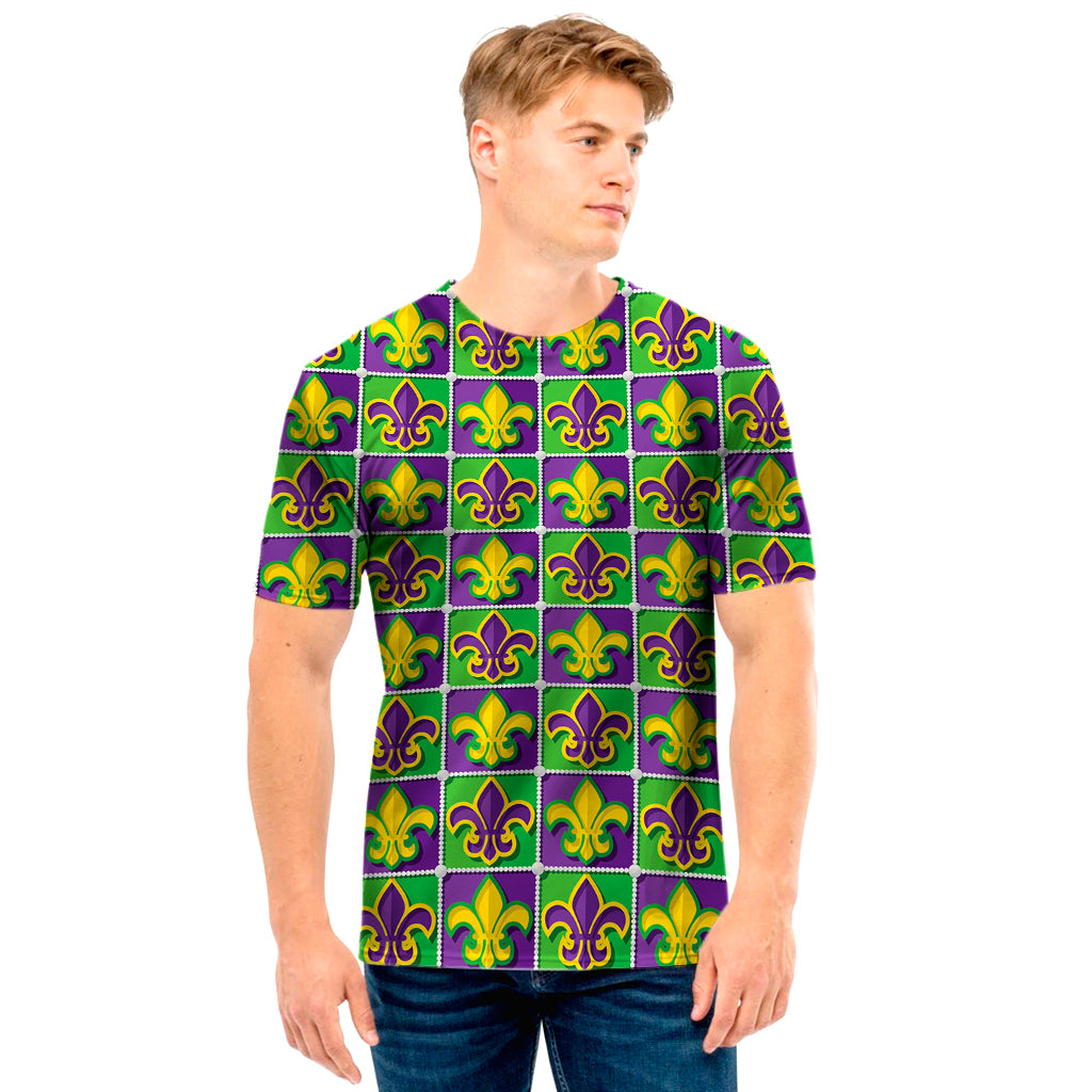 Mardi Gras Fleur De Lis Pattern Print Men's T-Shirt