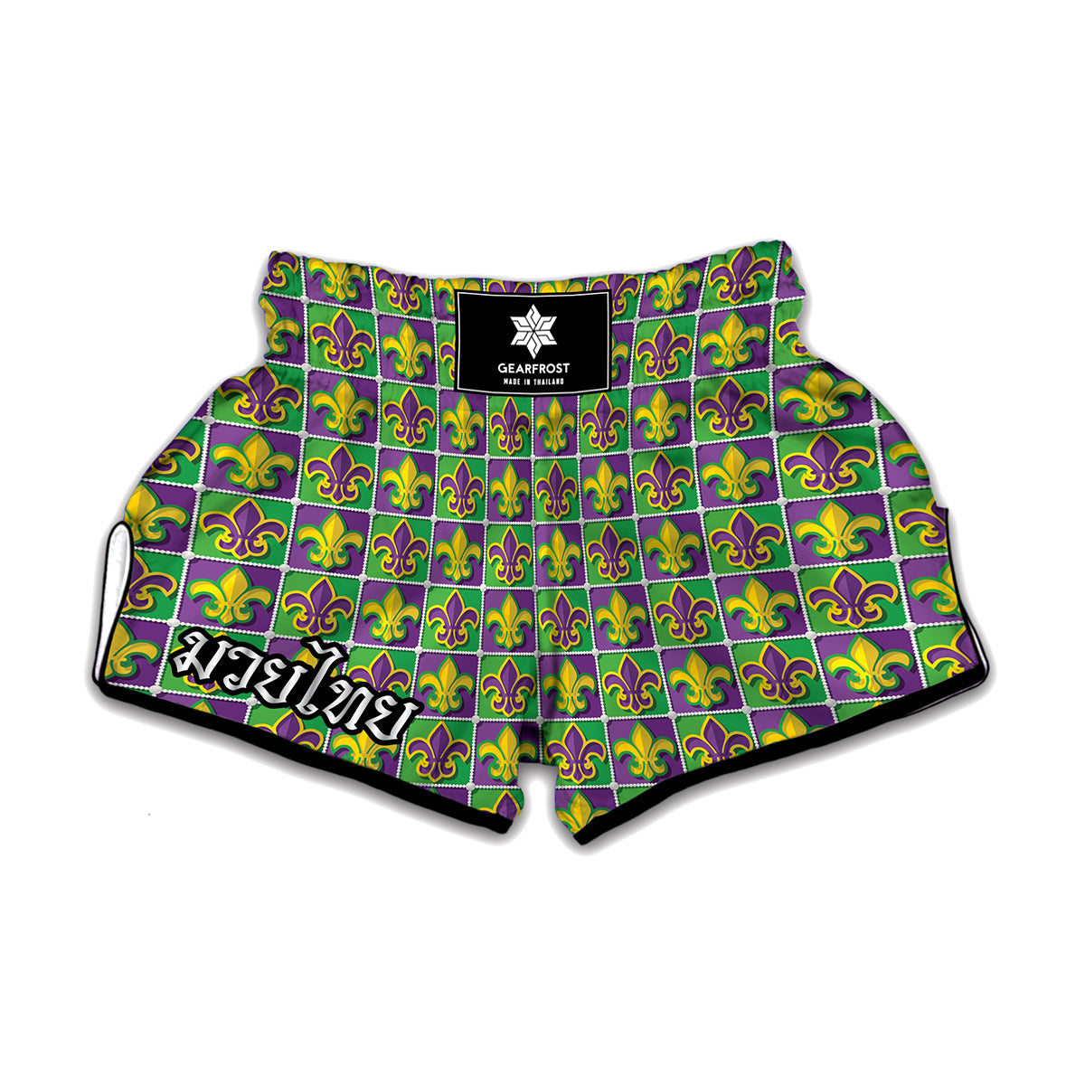 Mardi Gras Fleur De Lis Pattern Print Muay Thai Boxing Shorts