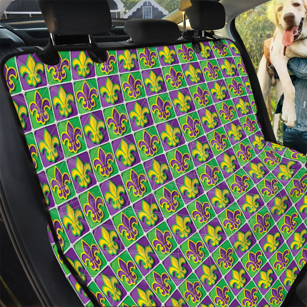 Mardi Gras Fleur De Lis Pattern Print Pet Car Back Seat Cover