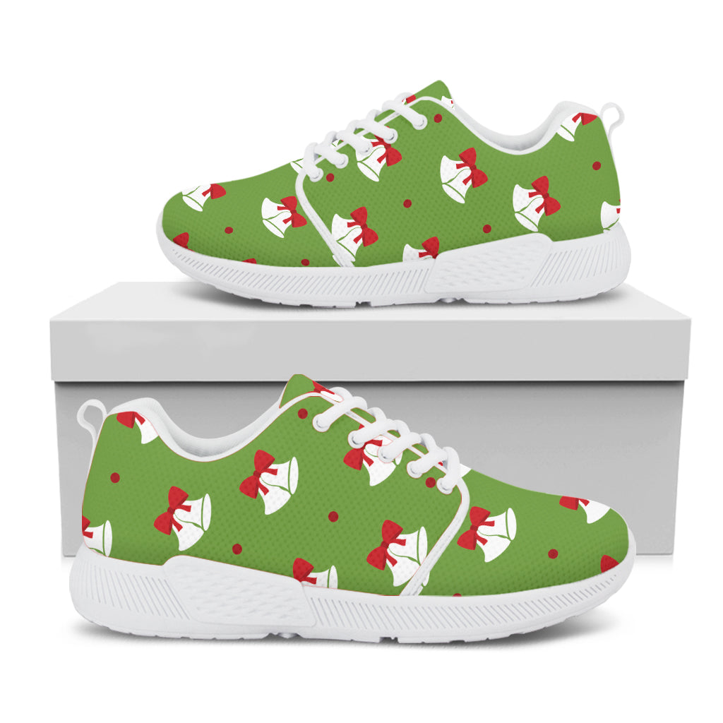 Merry Christmas Bells Pattern Print White Athletic Shoes