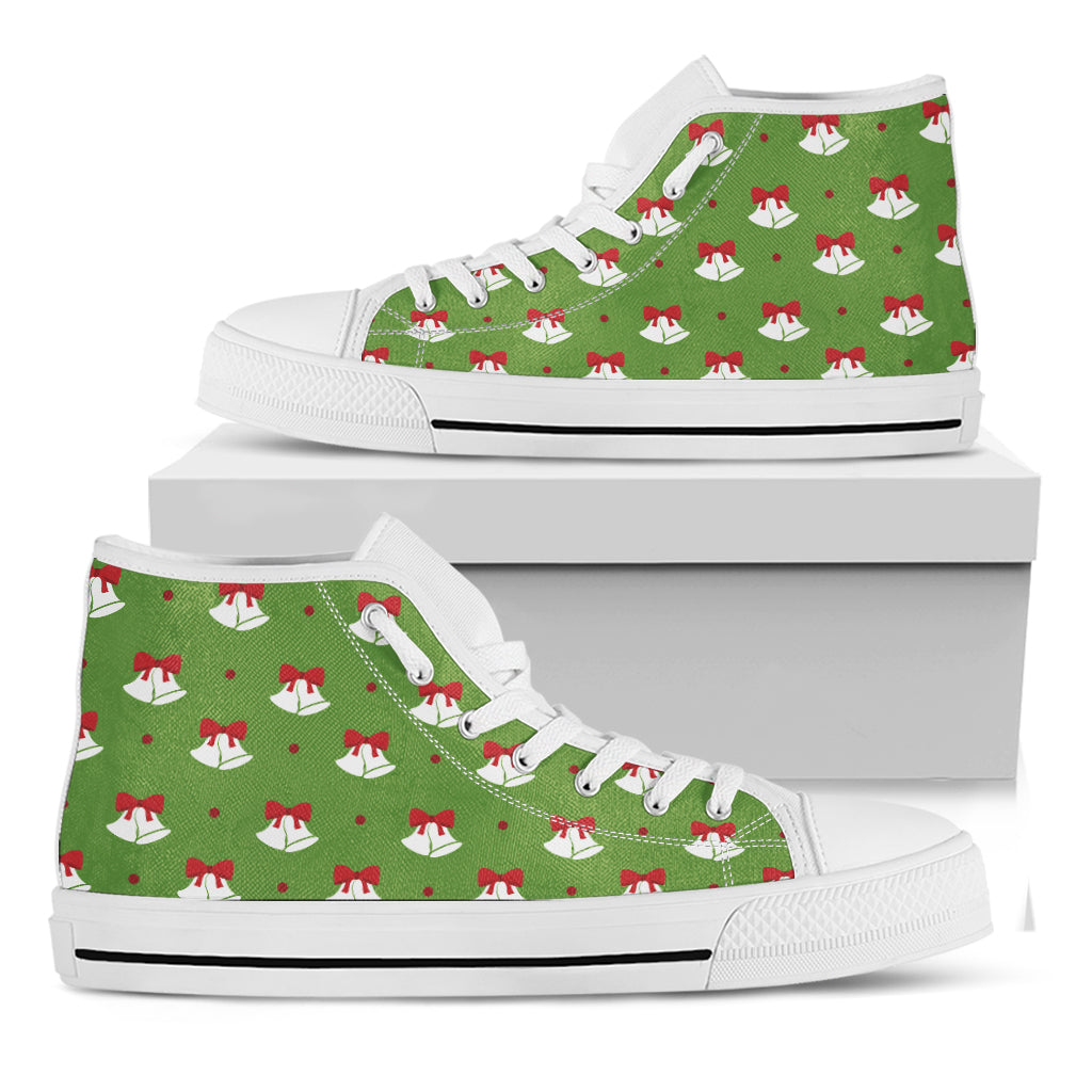 Merry Christmas Bells Pattern Print White High Top Shoes