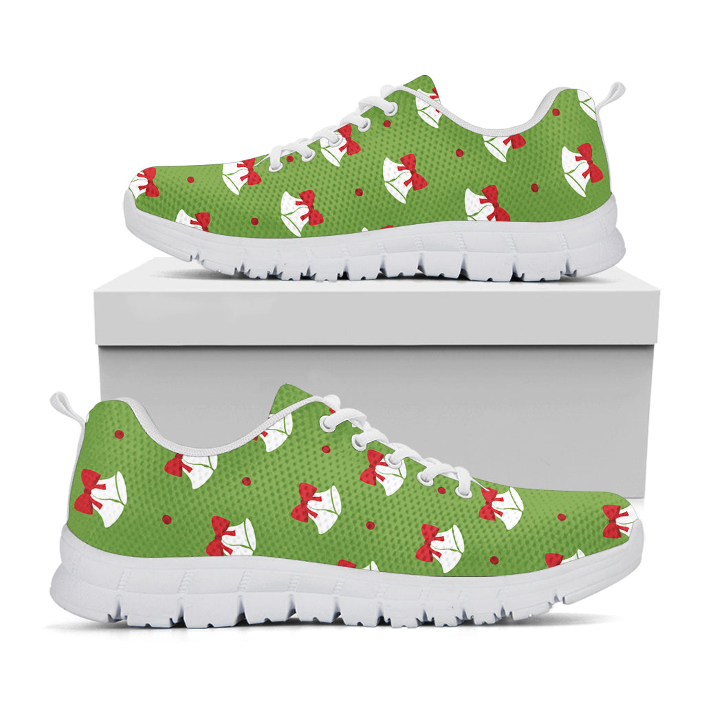 Merry Christmas Bells Pattern Print White Sneakers