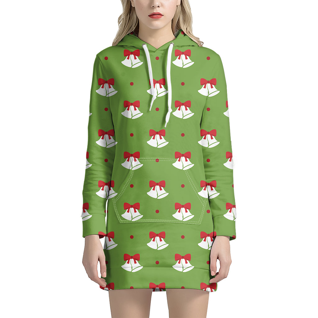 Merry Christmas Bells Pattern Print Women's Pullover Hoodie Dress