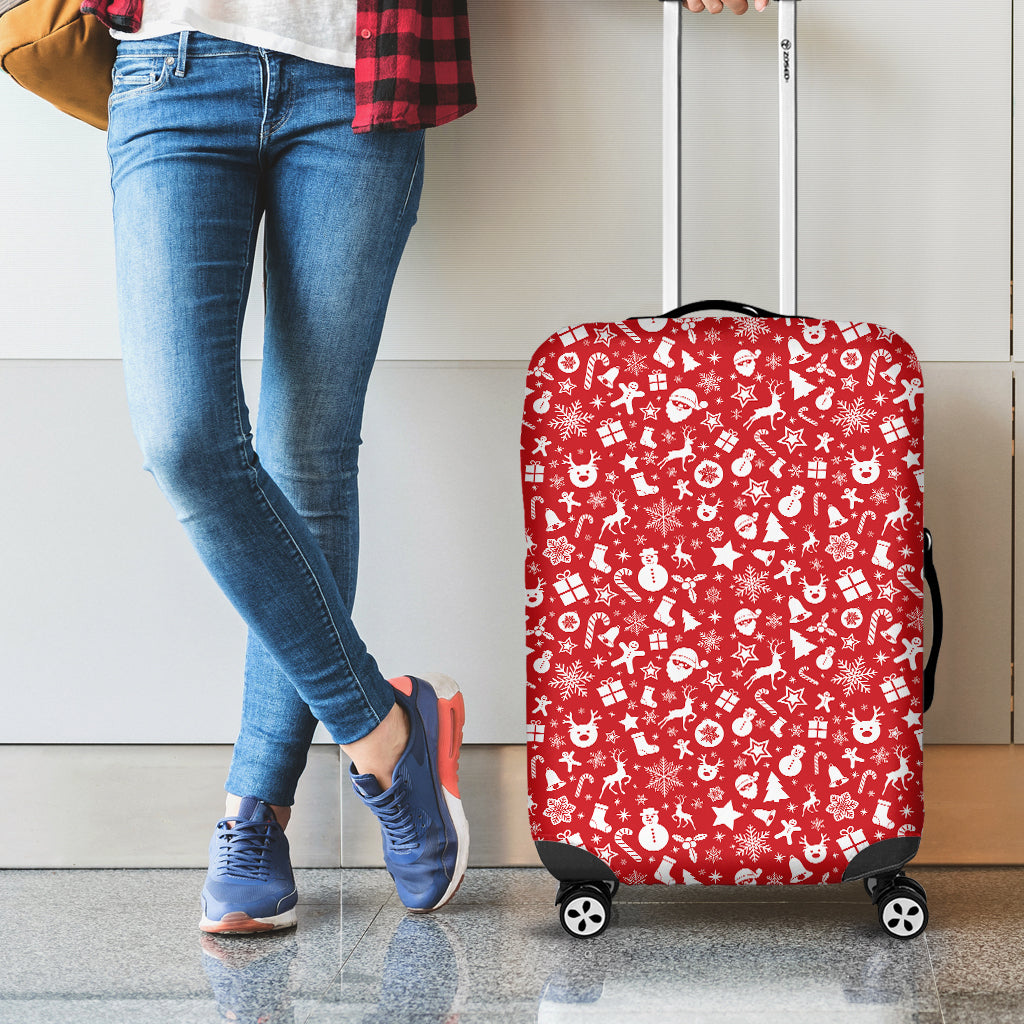 Merry Christmas Elements Pattern Print Luggage Cover