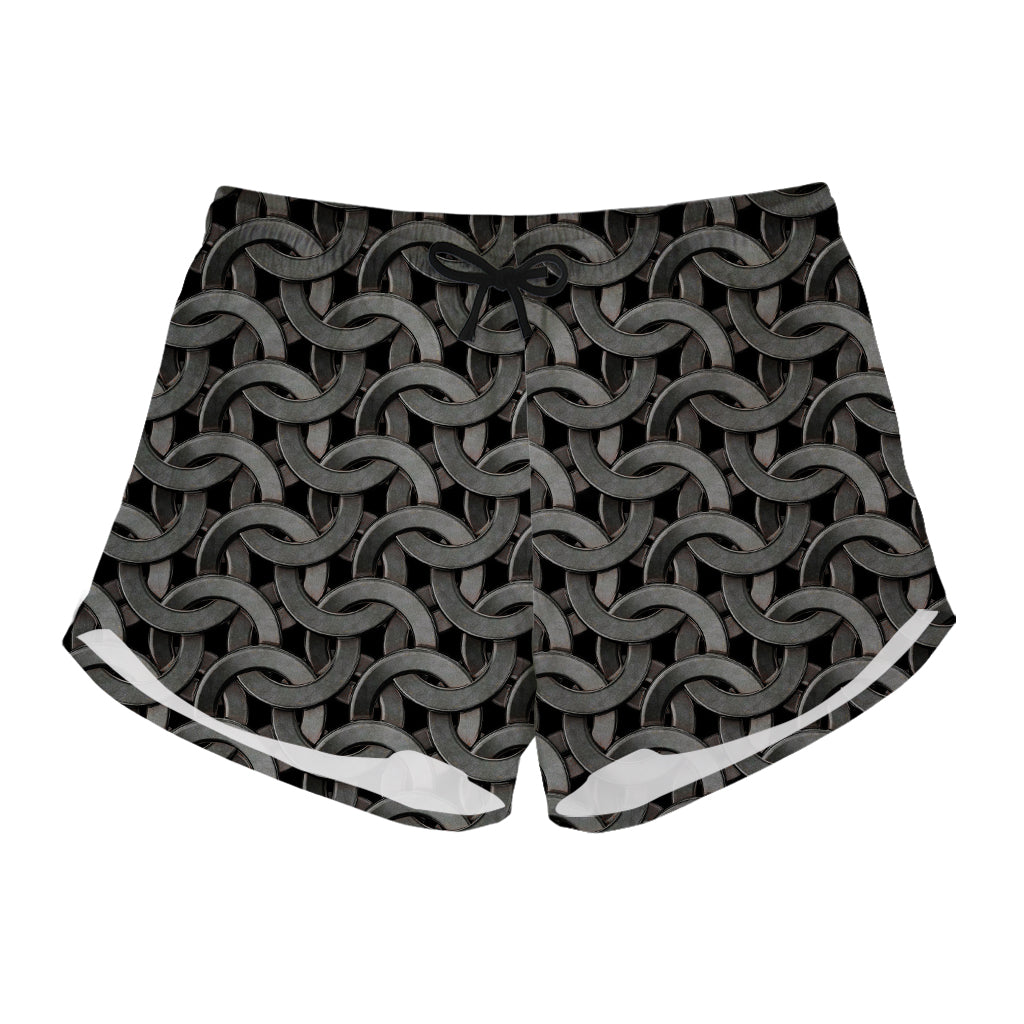 Metal Chainmail Pattern Print Women's Shorts