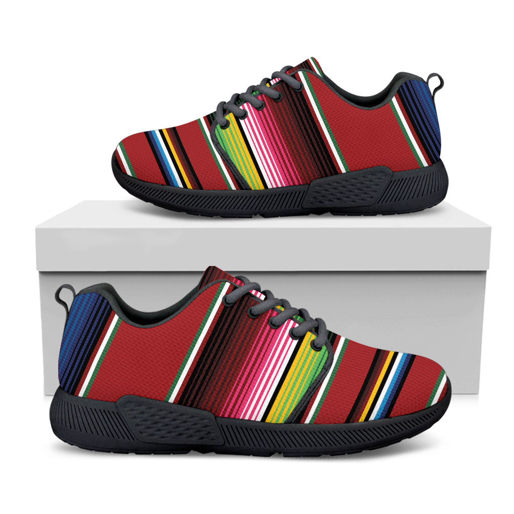 Mexican Serape Blanket Pattern Print Black Athletic Shoes