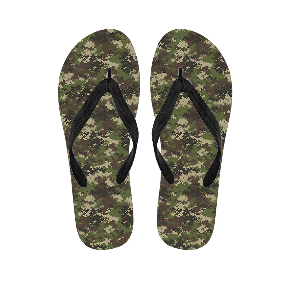 Military Digital Camo Pattern Print Flip Flops