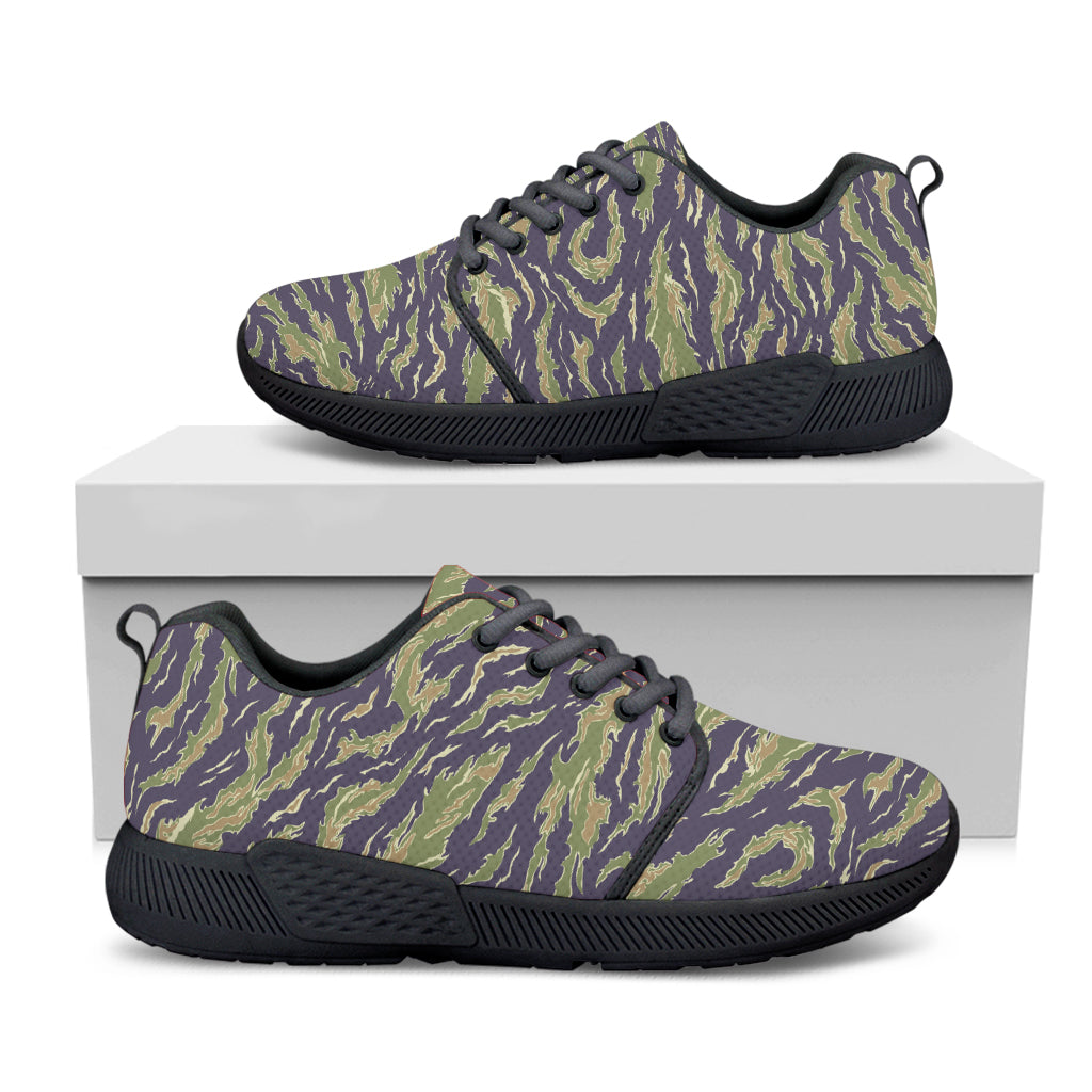 Military Tiger Stripe Camouflage Print Black Athletic Shoes