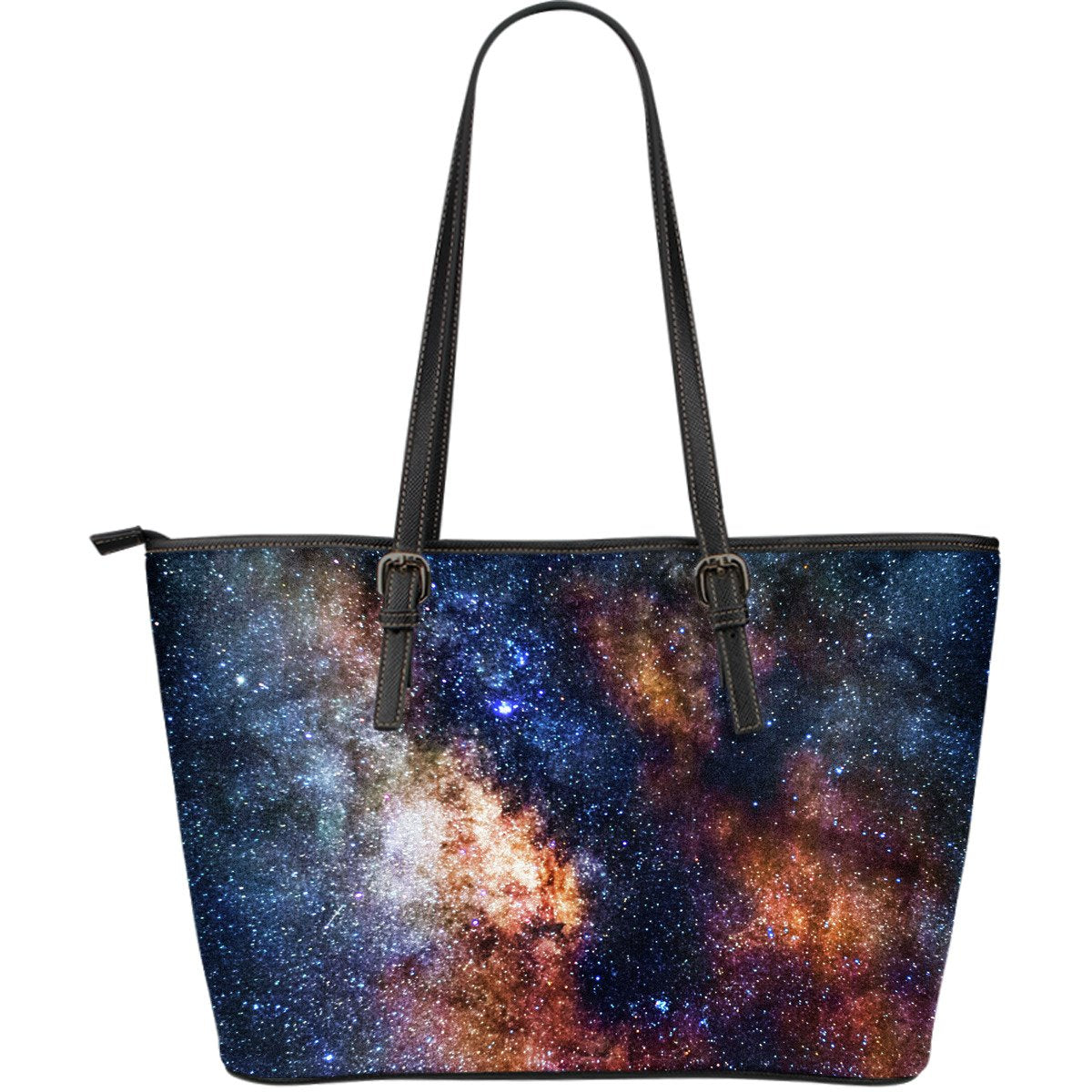 Milky Way Universe Galaxy Space Print Leather Tote Bag