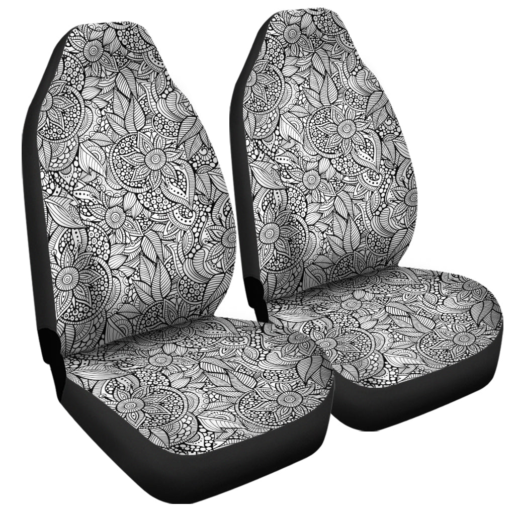 Monochrome Zentangle Pattern Print Universal Fit Car Seat Covers