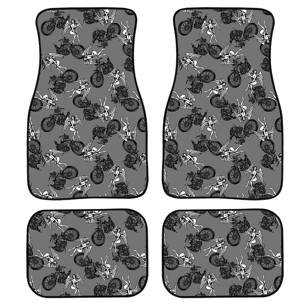 Motorcycle And Angel Pattern Print Front and Back Car Floor Mats