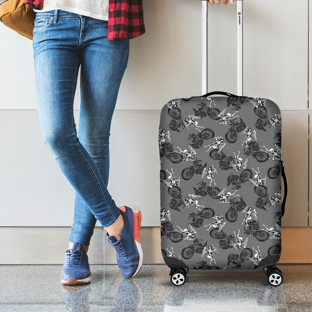 Motorcycle And Angel Pattern Print Luggage Cover