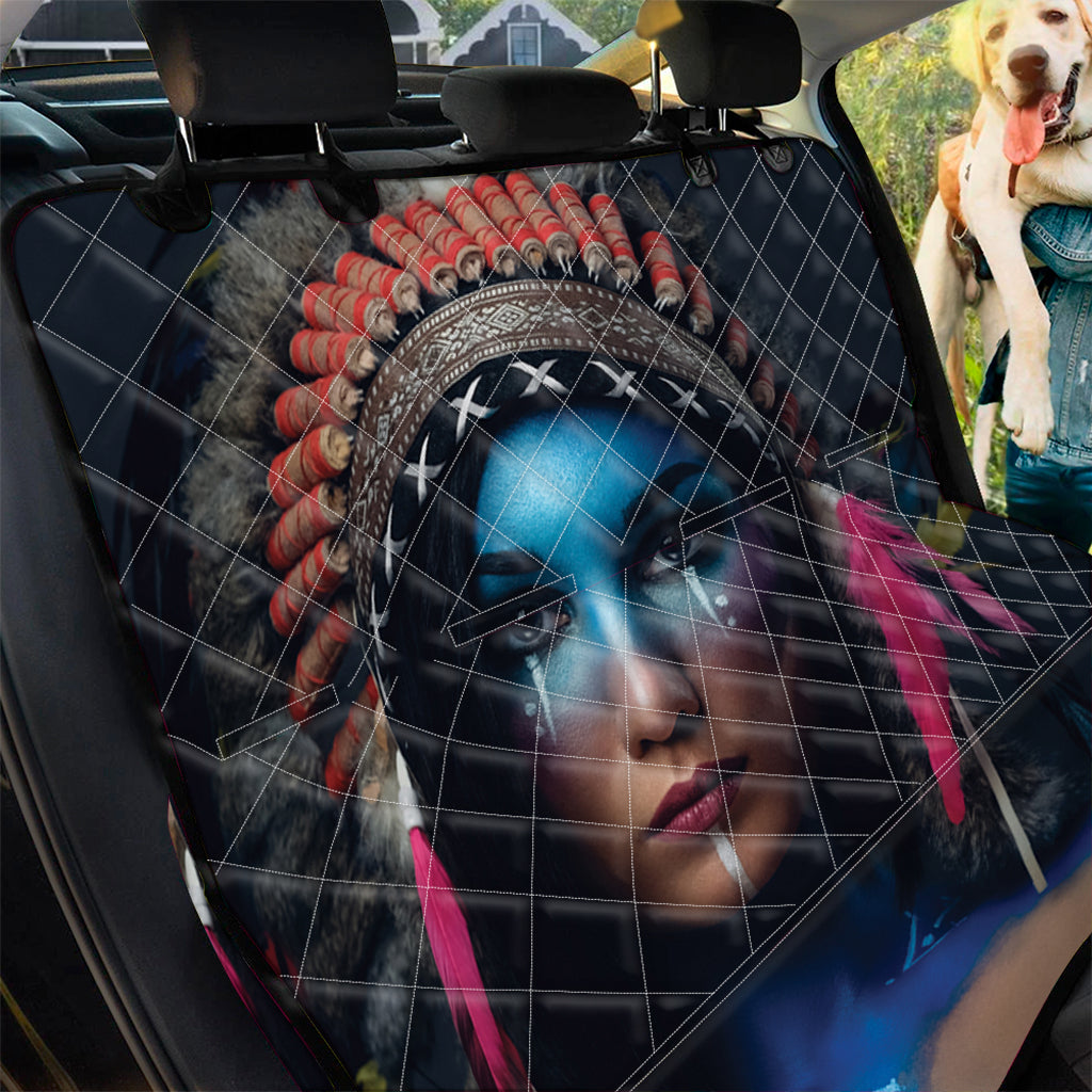 Native Indian Woman Portrait Print Pet Car Back Seat Cover