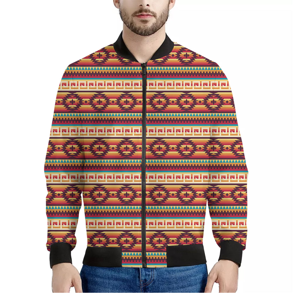 Native Inspired Pattern Print Men's Bomber Jacket